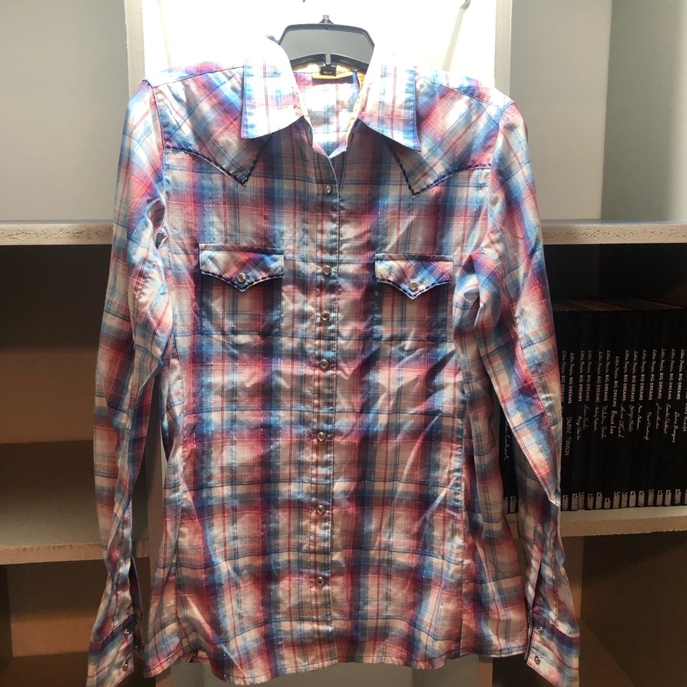 Wrangler Plaid Button-Down Shirt - Blue & Pink